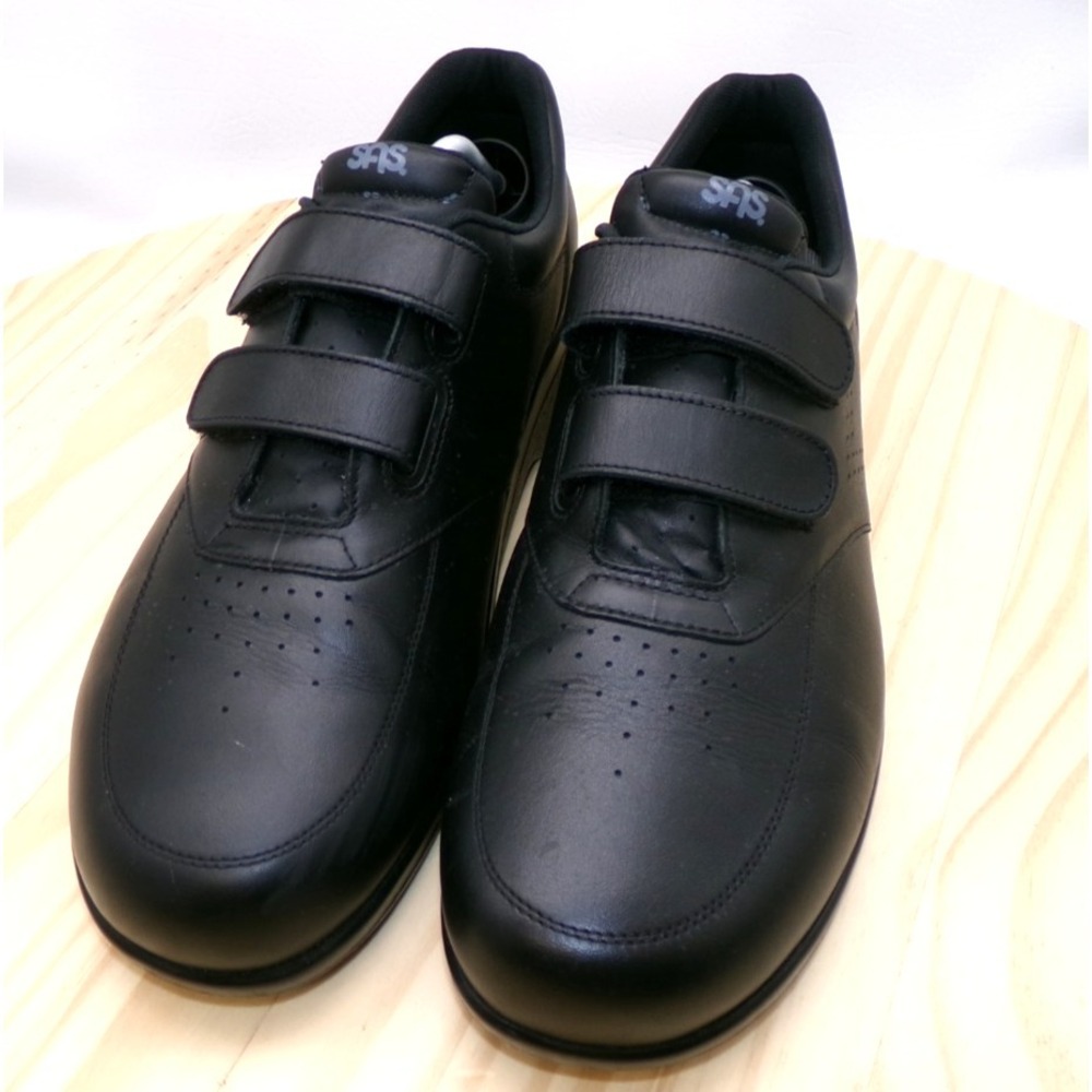 SAS VTO Adjustable Comfort Shoes Mens Black Size 12 N Hook &‎ Loop Leather USA
